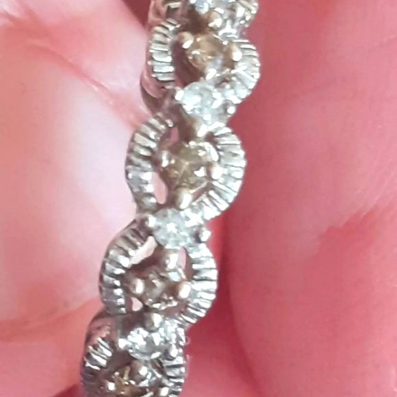 Sterling Silver 925 J&S Natural White & Chocolate Diamond Ring Size 5 - Picture 2 of 8